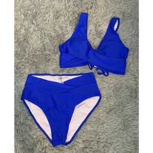 Womens Blue 2pc Back Tie Bikini Bathing Suit Swimwear Size S